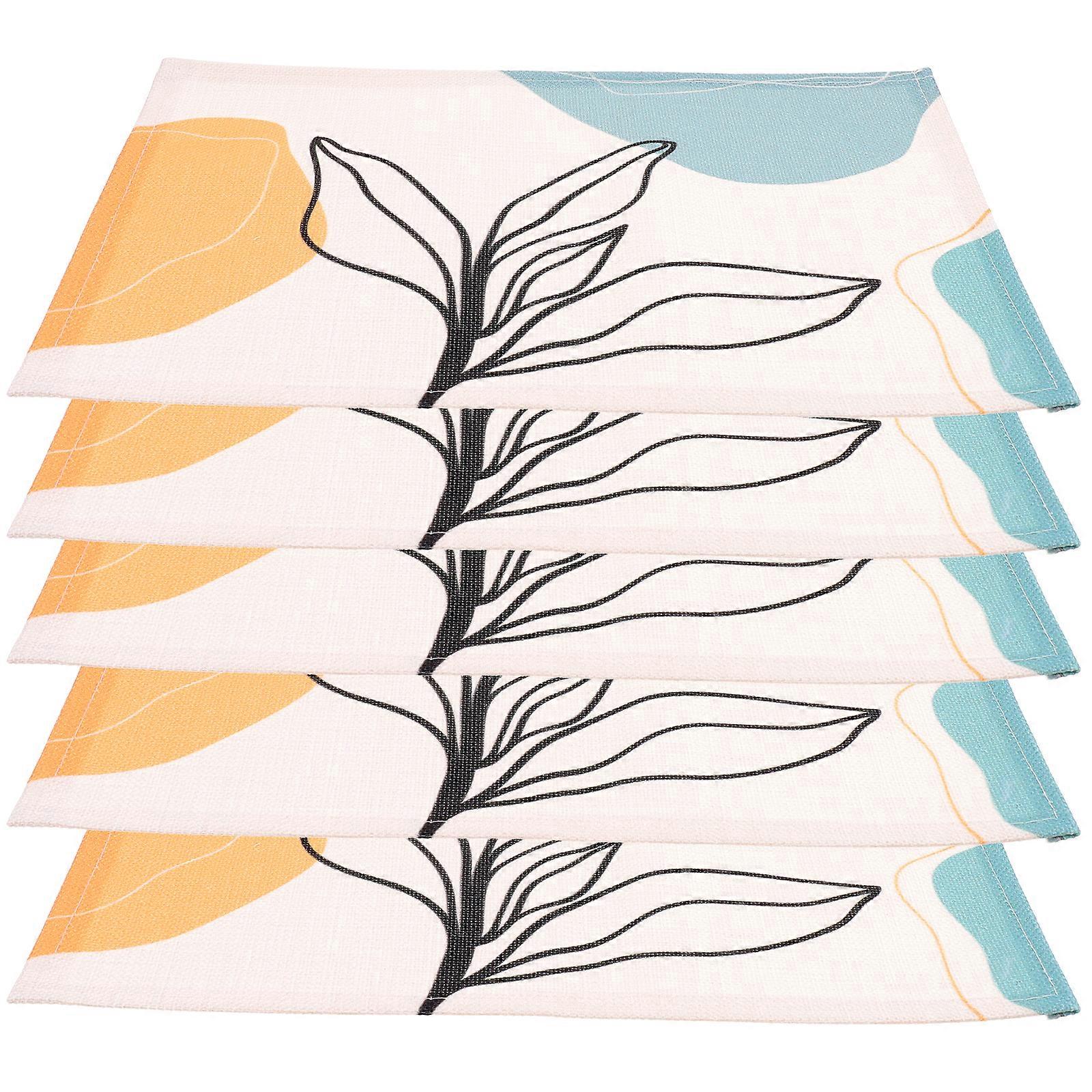 Multi Color Cotton Linen Placemat for Placing Plates 5Pcs Set