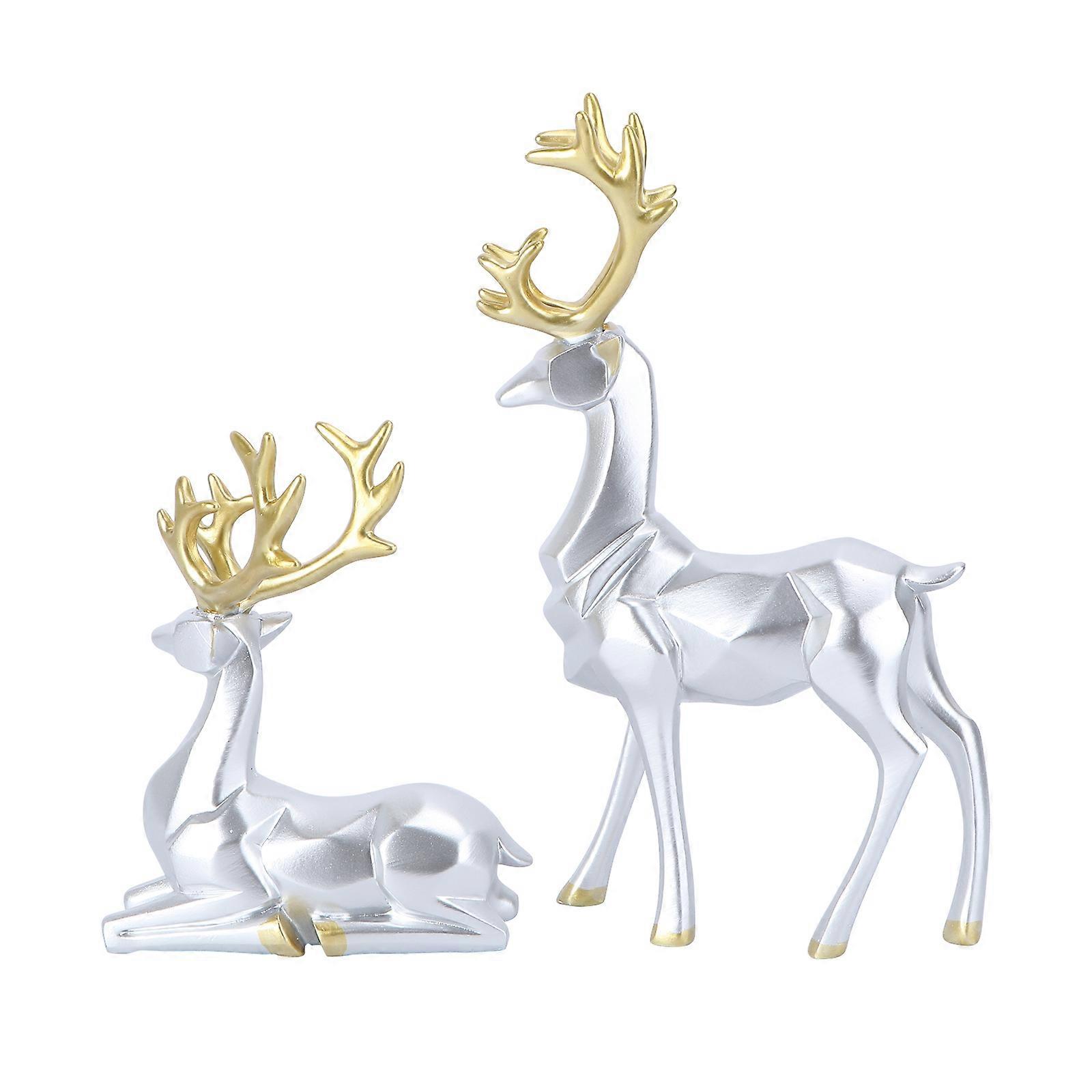 Elk Decoration Desktop Ornament for Decoration 1Pair Silver Deer Adornment