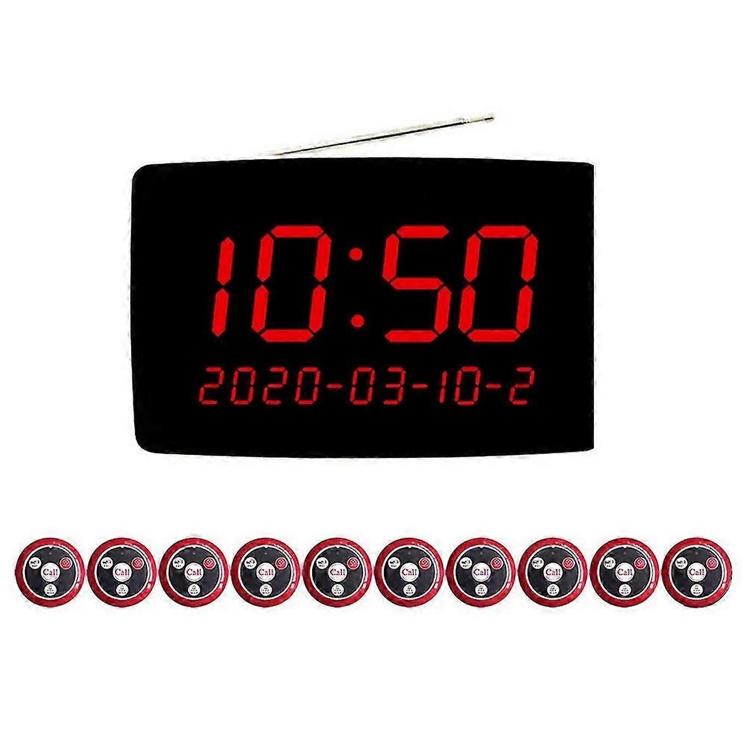 Pager Waiter Calling System Paging Button with LED Display EU Plug