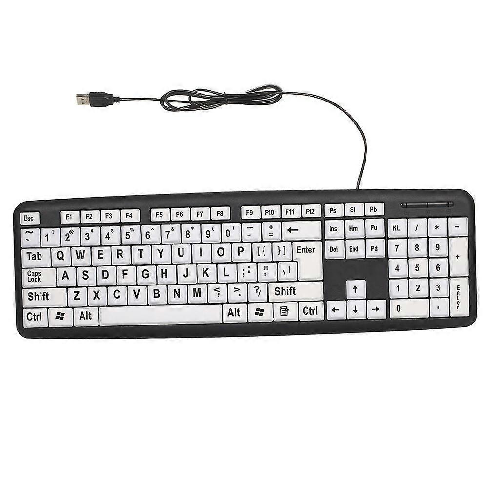 Large Print USB Keyboard for Low Vision and Elderly Users with High Contrast Keys