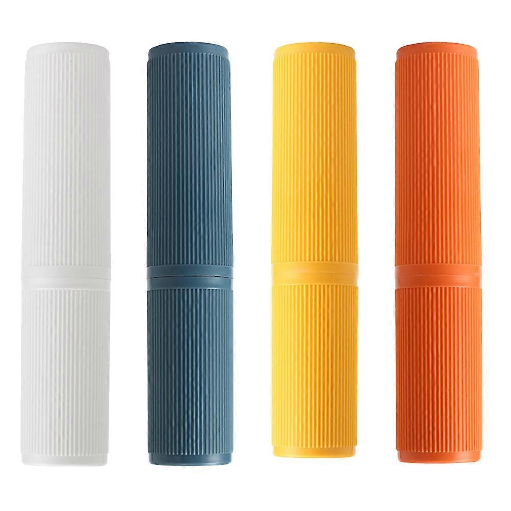 Toothbrush Storage Container Featuring Sealing Functionality For Travel Accessories In Orange Color Suitable For Outdoor Travel 4Pcs