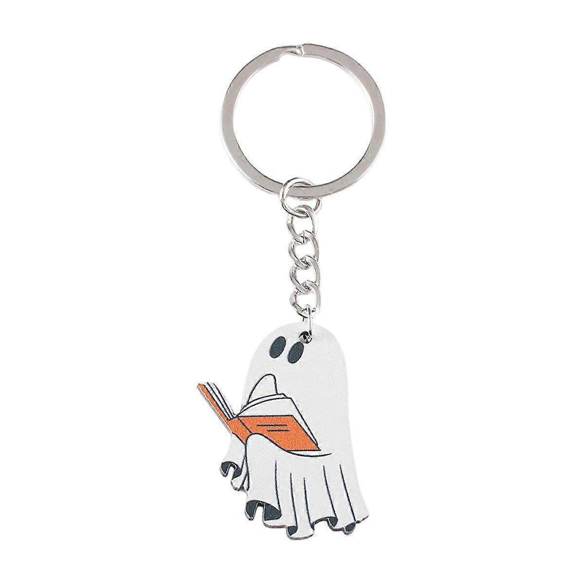 1pc Little Ghost Reading Book Keychain Cute and Adorable Style Keychain Unique Pendant Keyring Fashion Creative Accessory Gift