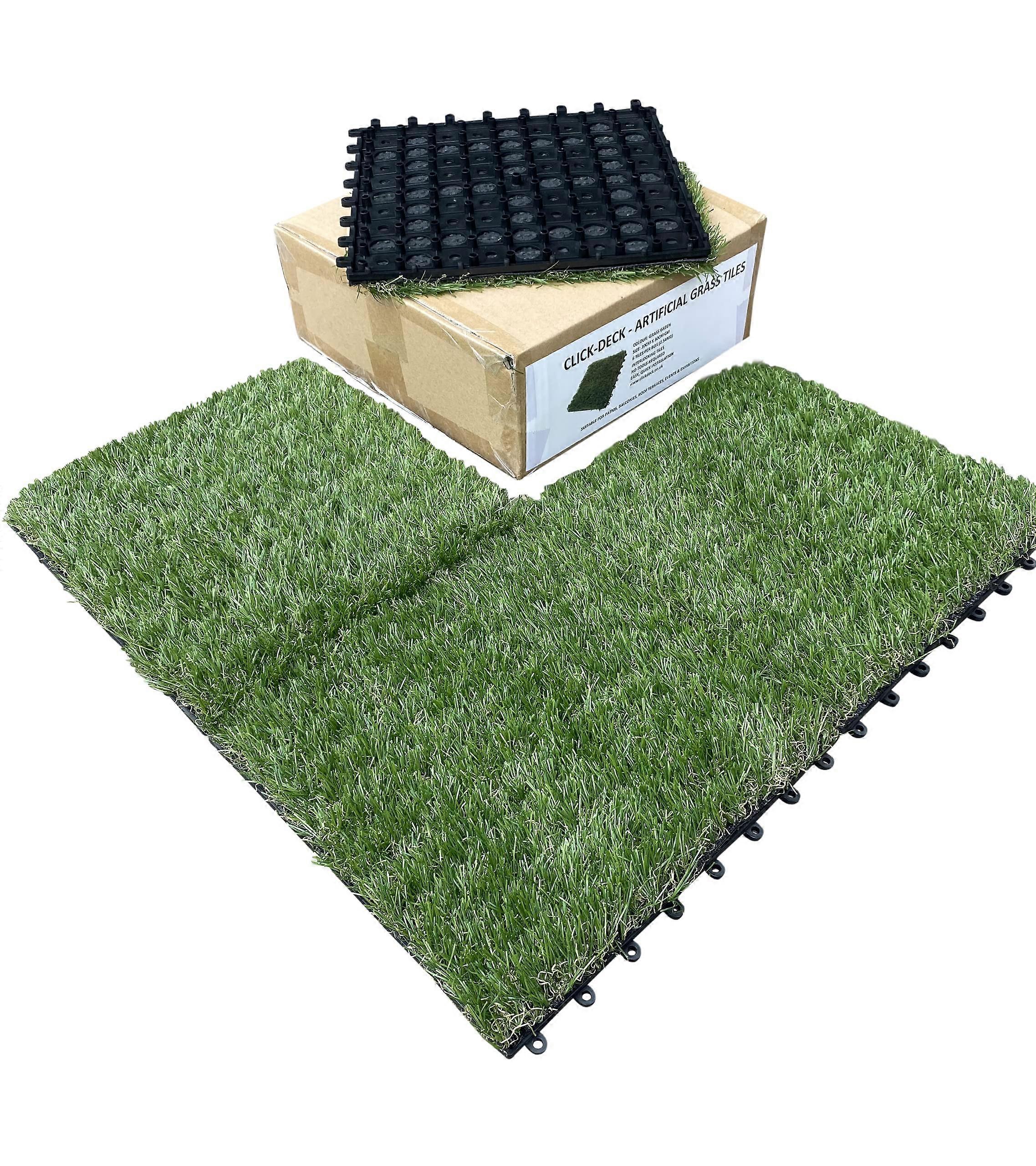 Composite Decking Tiles 30x30cm Interlocking Patio Balcony Concrete Hot Tub 6 Pack With Artificial Grass Easy Install