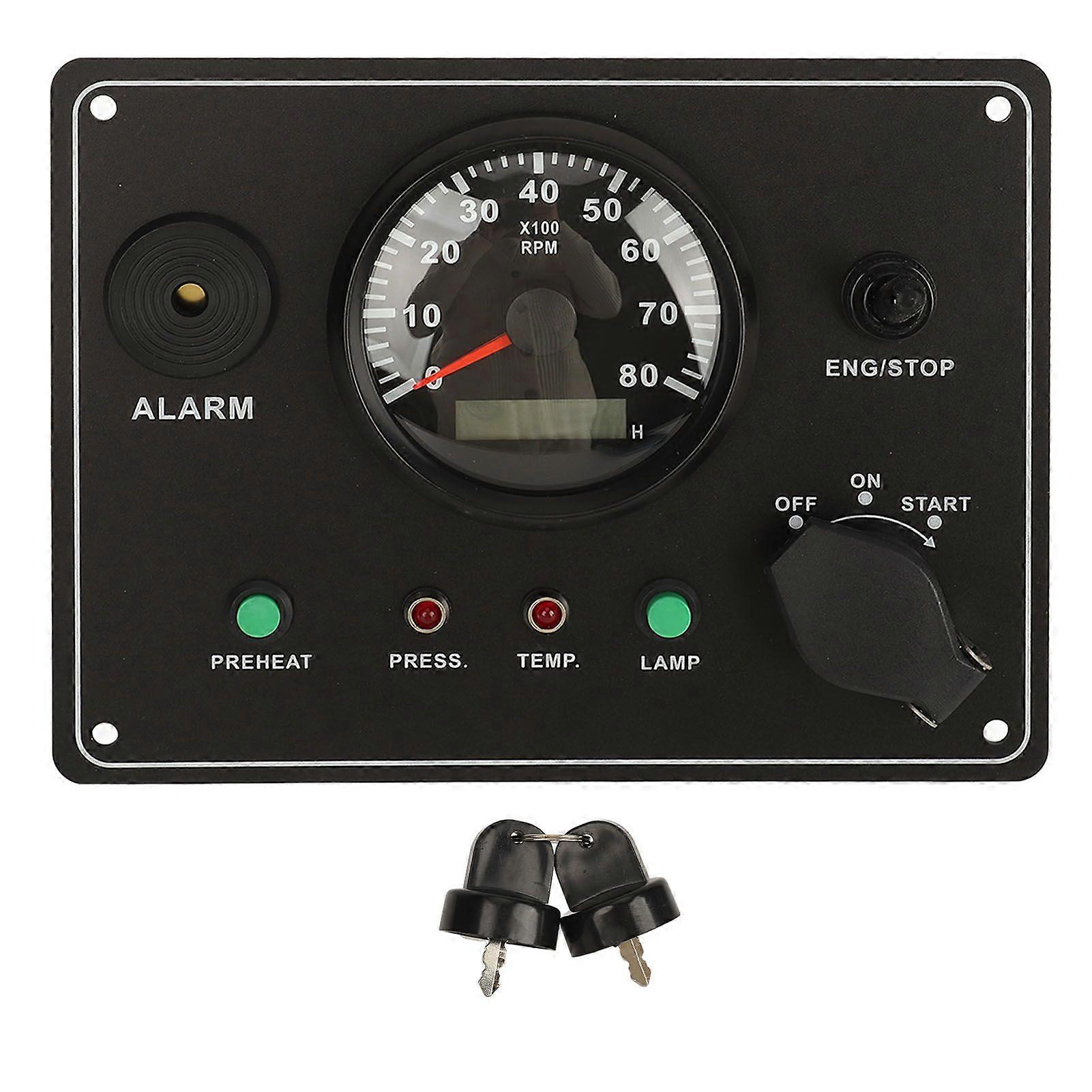 210 X 160mm Boat Tachometer Panel High Accuracy Multifunction 08000 RPM Marine Tacho Gauge Instrument Panel with Alarm for Yachts
