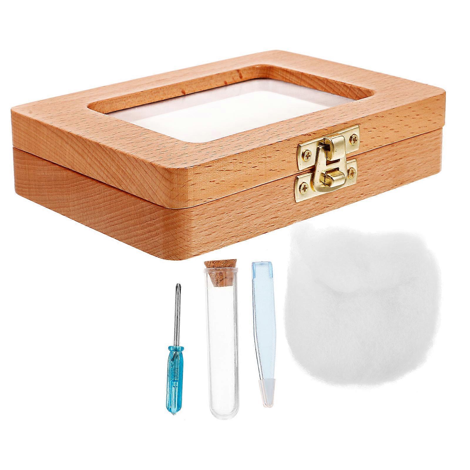 Wooden Baby Tooth Box for Keepsake Storage with 5Pcs Infant Organizer