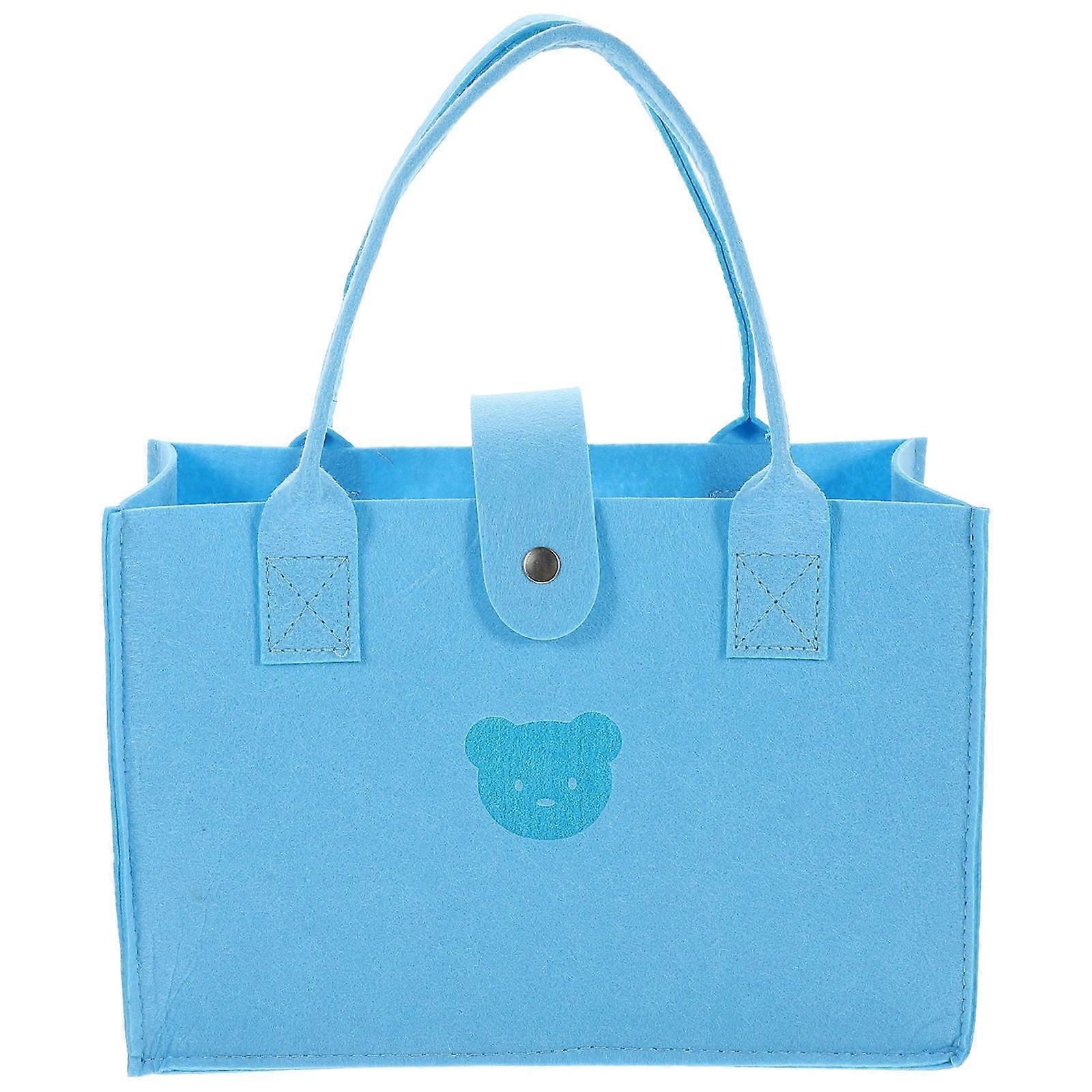 Large Capacity Felt Tote Bag School Tote Bag for Storage Use 3Pcs Blue