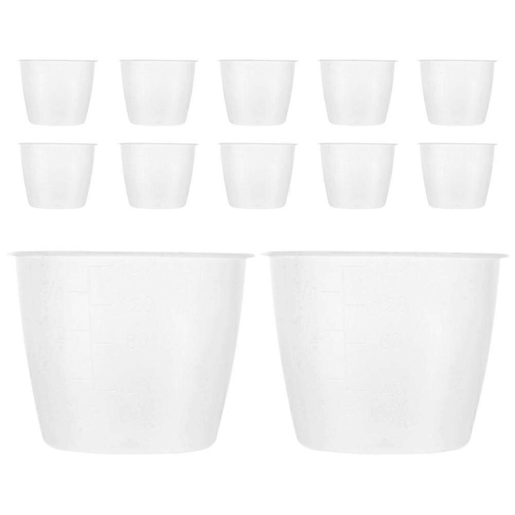 Plastic Kitchen Measuring Cups Clear Plastic Easy for Viewing Measurement Level Tough and 12Pcs