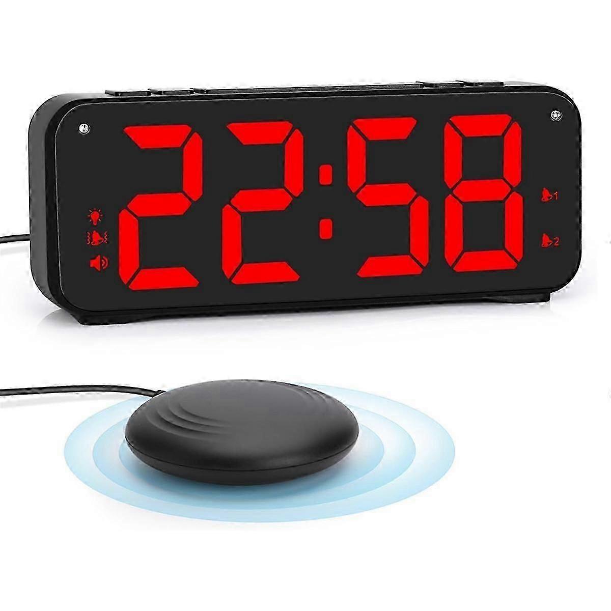 Loud Alarm Clock suitable for Heavy Sleepers Adults,Dual Alarm Clock with Bed Shaker,suitable for Bedrooms,6.5In Display with Dimmer