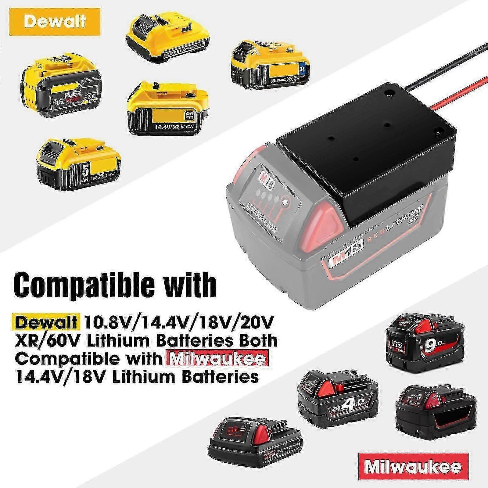 Both Dewalt 10.8v/14.4v/18v/20v Xr/60v Lithium-ion Battery And Milwaukee 14.4v/18v Li-ion Battries Diy Adapters Wire 14 Awg Cable Cords Connection Wit