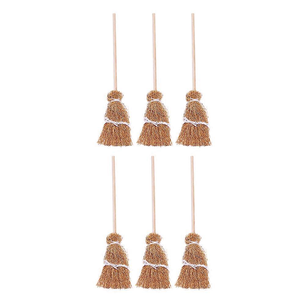 Mini House Broom Decorations for Scene Layout 24Pcs Light Brown Wood Tools