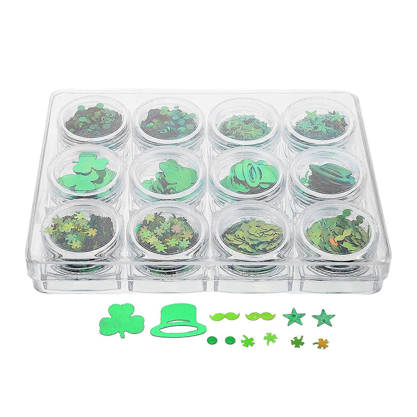 Green Nail Art Supplies St. Patrick Glitter Decorations for 2 Boxes