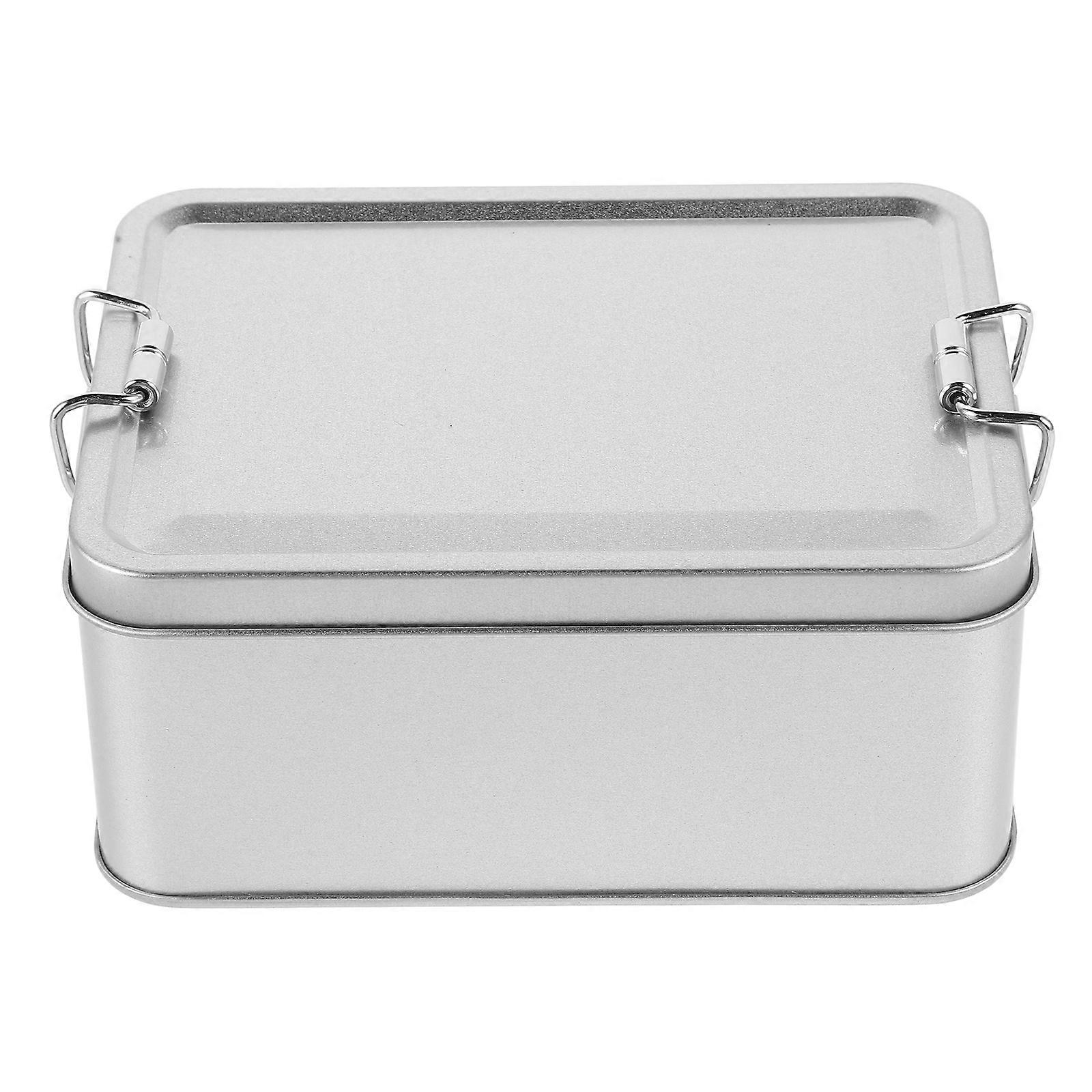 Cookie Tins with Lid for Storage Use 5Pcs Silver Metal Tinplate Boxes