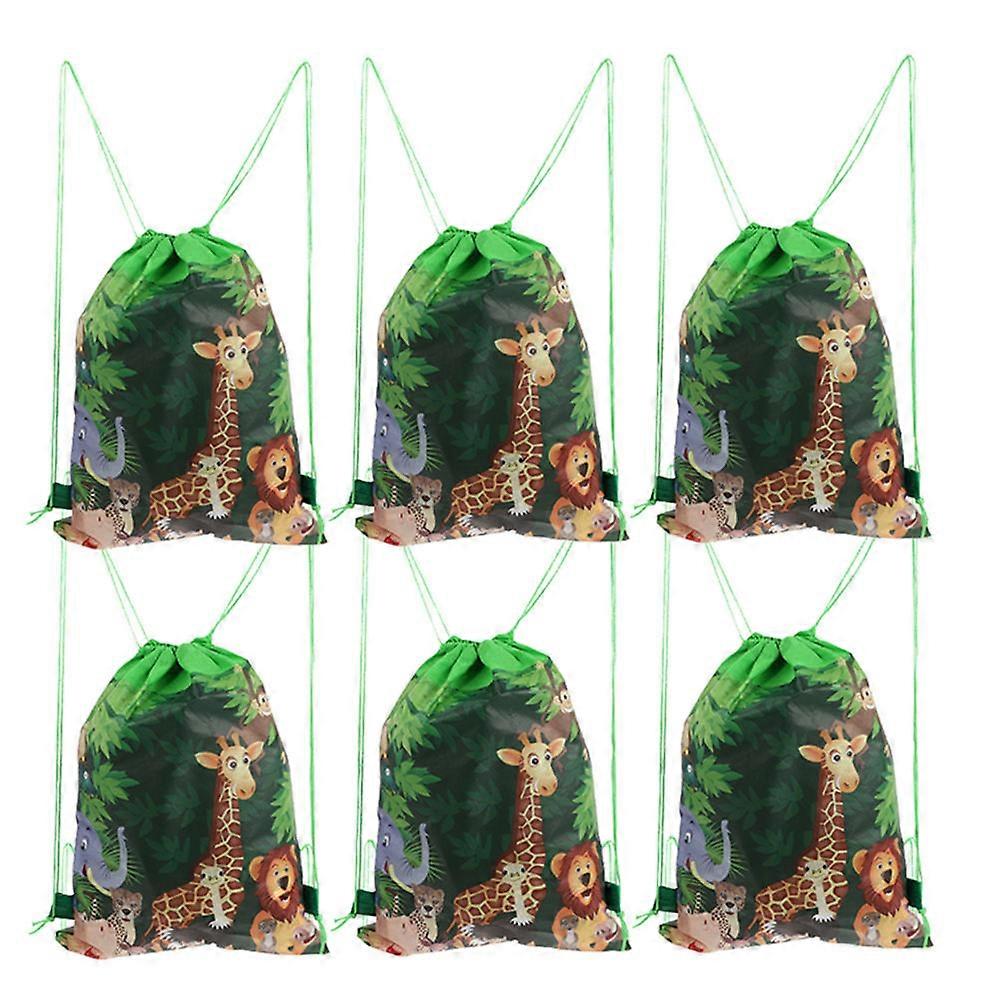 Birthday Gift Bag Cartoon Drawstring Backpack for Kids 24Pcs for Storage