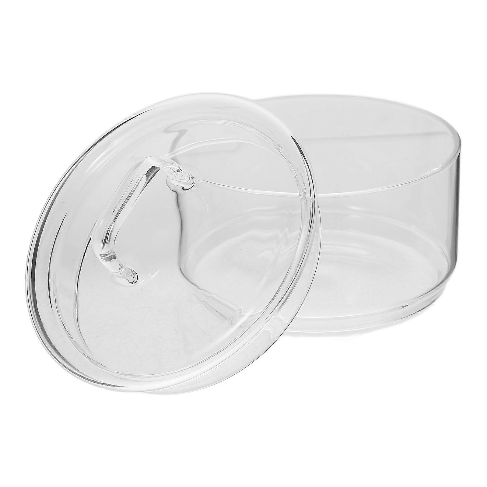 Servierschüssel für Salat, hitzebeständige Glasschüssel, transparente Obstbox mit Deckel, runder Vorratsbehälter für Haushaltsbenutzer, 1 Packung