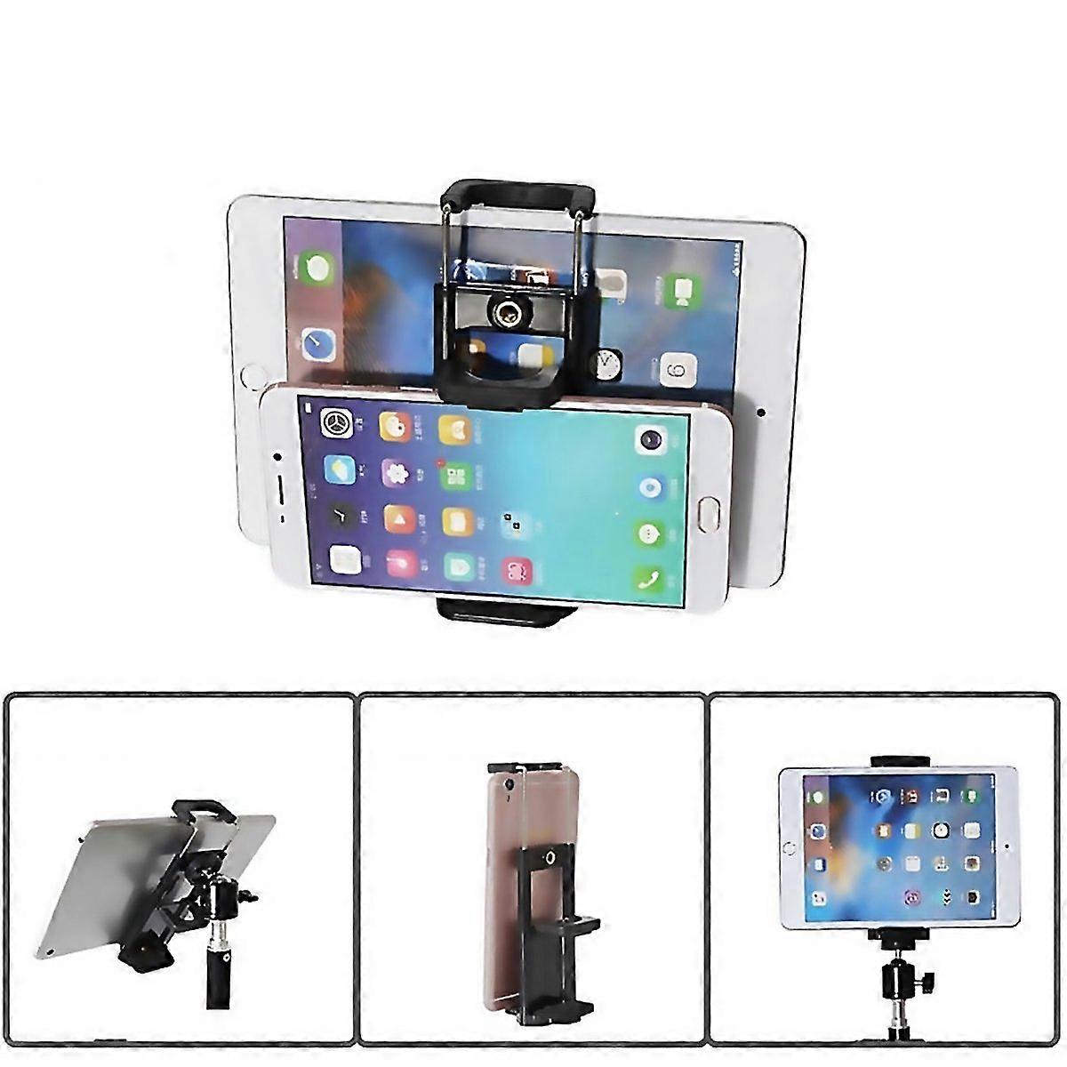 For Universal 2 In 1 Tablet Phone Holder Clip Tripod Adapter Mount