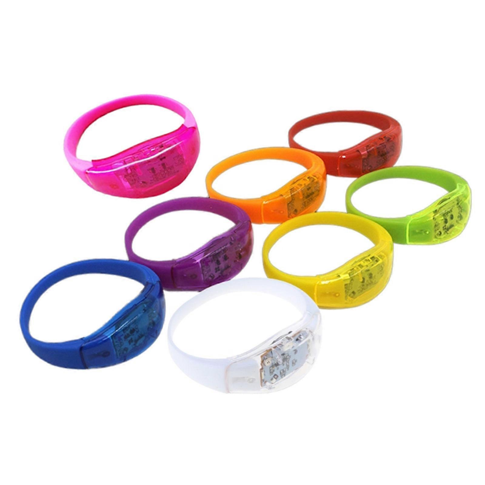 8 Count LED Equipped Parties Bracelets Auto Illuminating via Sound Control for Birthday Bashes and Dance Parties Multicolor
