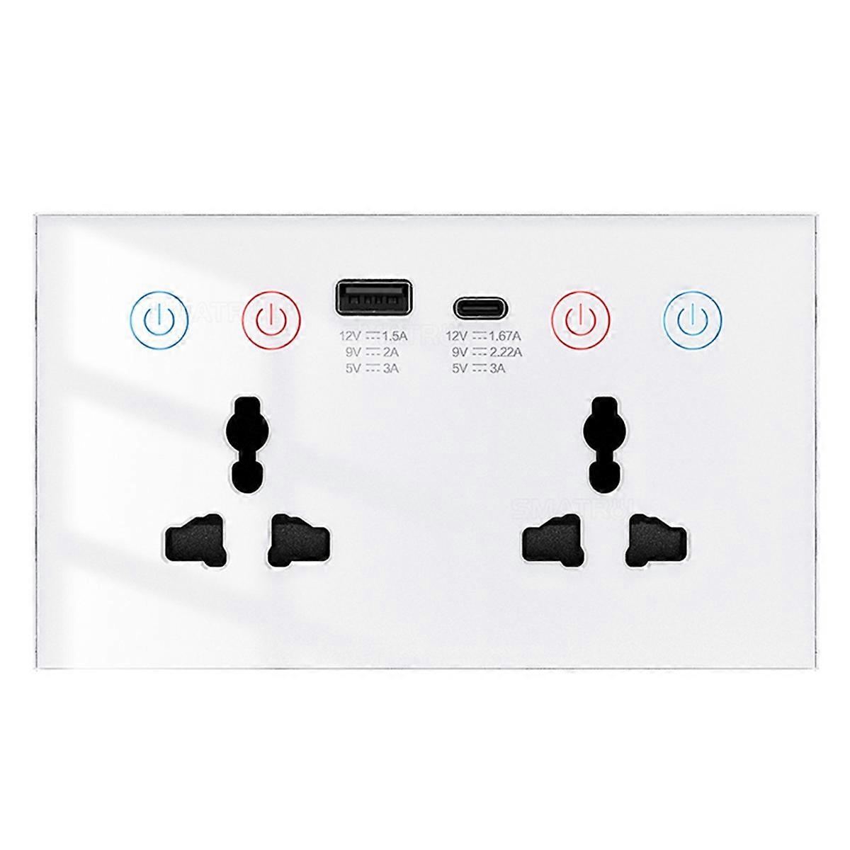 Tuya WiF Smart Socket USB Type-C Wall Outlet 4-in-1 White