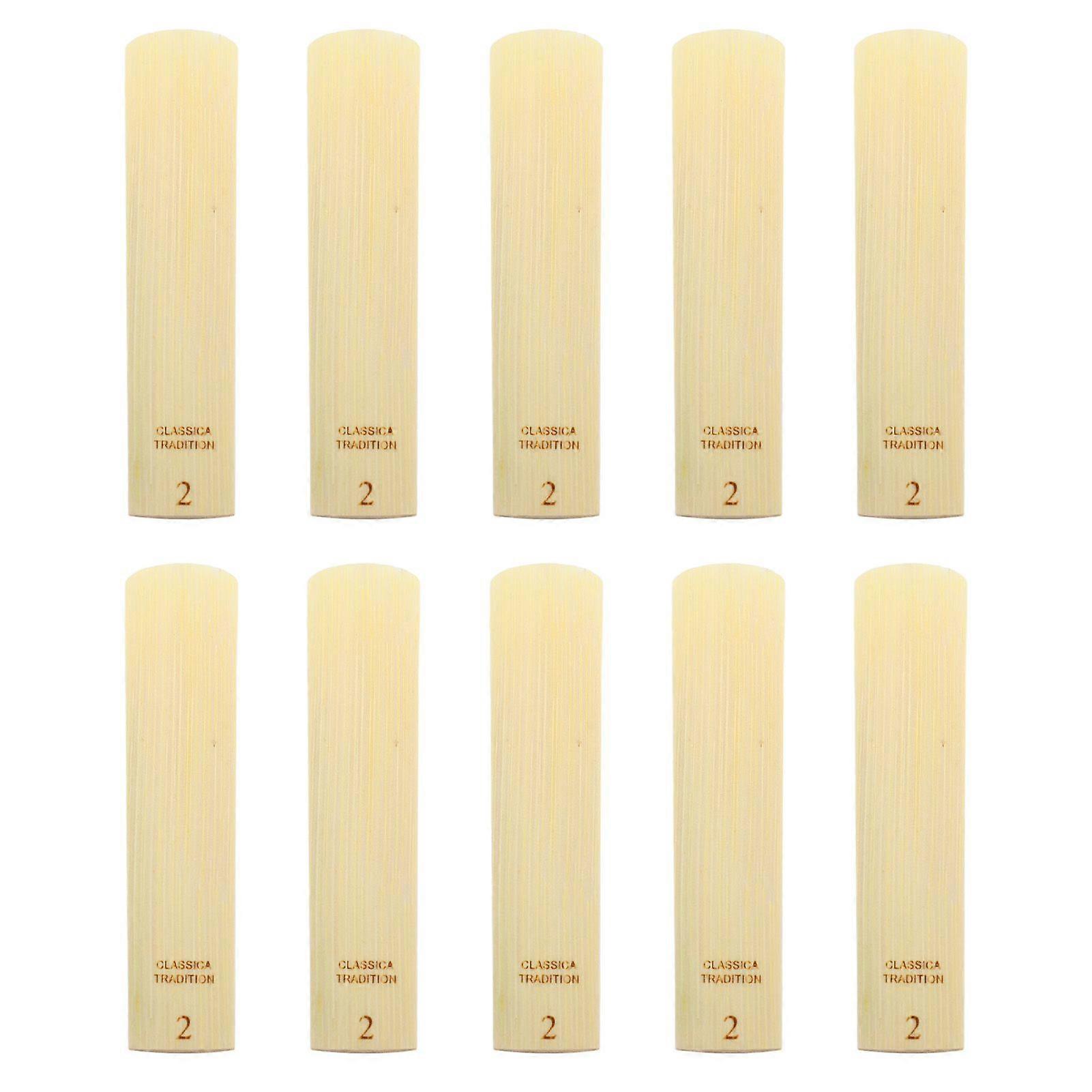10Pcs Tenor Saxophone Reeds Set Bb Key Sax Replacement Parts Accessories Non Deform with Plastic Box 2.0 Hardness