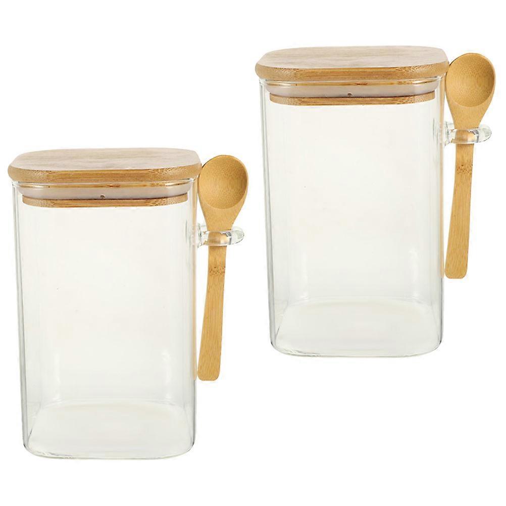 Glass Storage Jar Airtight Sealed Coffee Bean Pots for Storage 2Sets