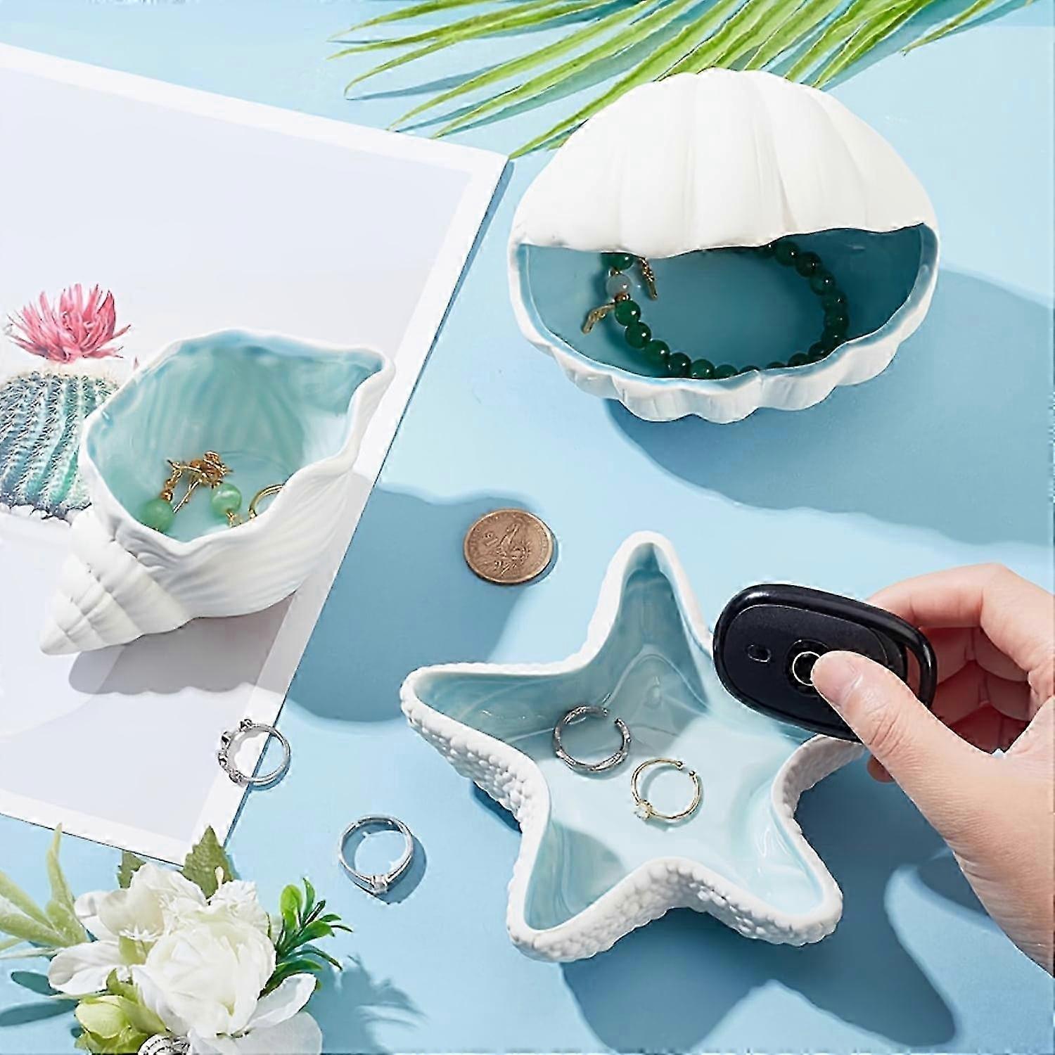 XTMPMY Jewellery Tray with Elegant Conch Shell and Starfish Design - Ring and Earring Holder Tray for Jewelry Collection and Display 25-26