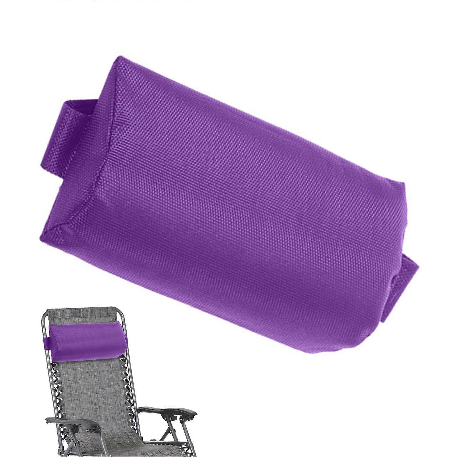 Deck Chair Head Cushion Adjustable Neck Support Removable Padded Cushion With Strap Purple For Backyard Beach Garden