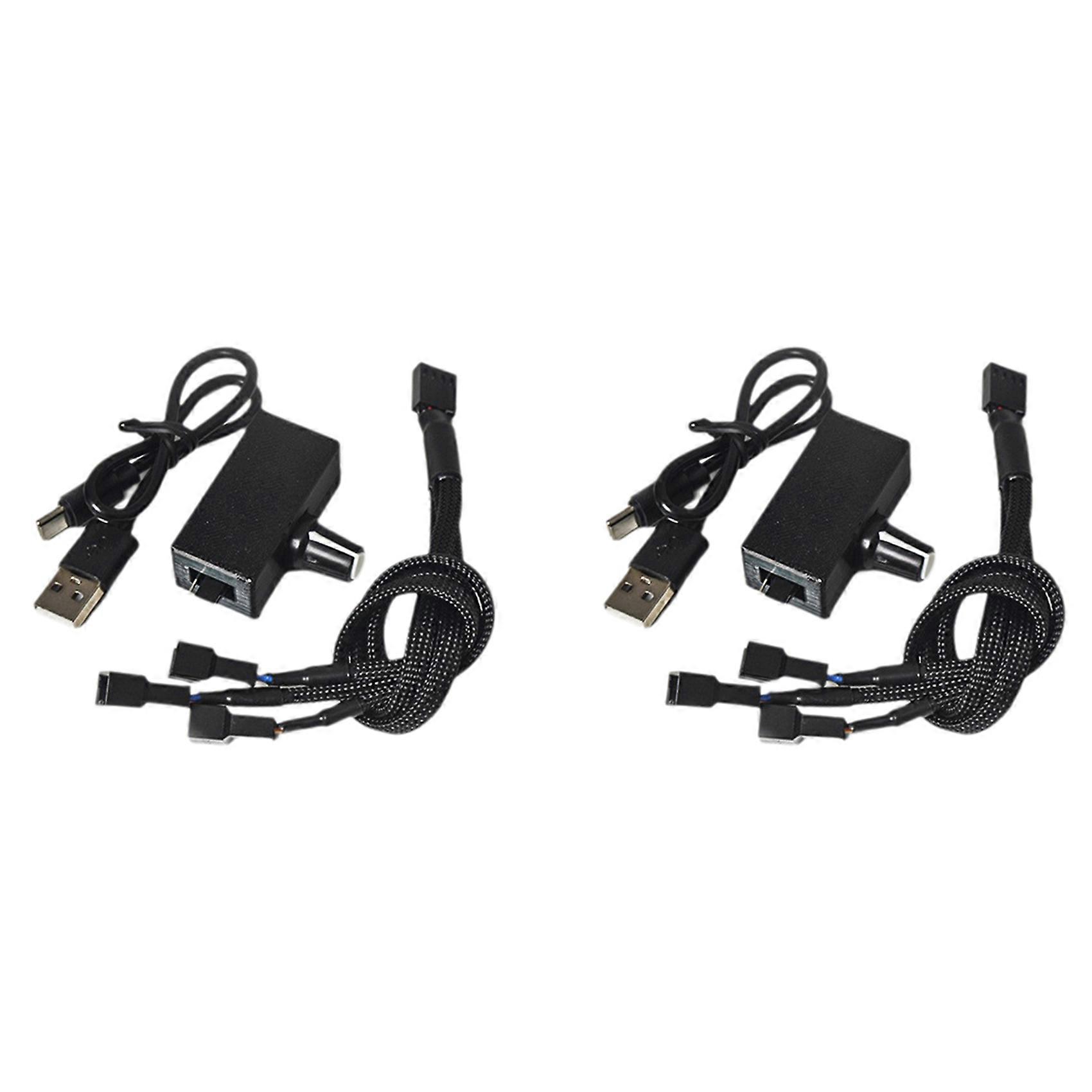 2X PWM Speed Controller 12V 4Pin PWM USB TYPE-C Power Supply DIY Watercooling Cooler with 1 to 3 Adapter Cable