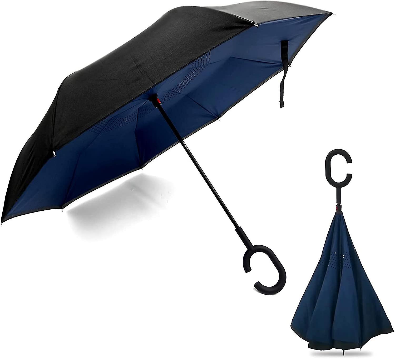 Double Layer Inverted Umbrella Windproof Travel Umbrella Compact Reverse Folding