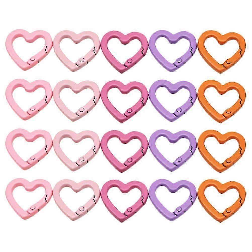 20pcs DIY Heart Shape Keychain Clips Alloy Keychain Clips Spring Snap Hooks