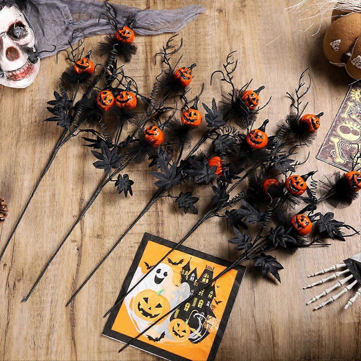 Artificial Pumpkin Branches Halloween Black 3PCS