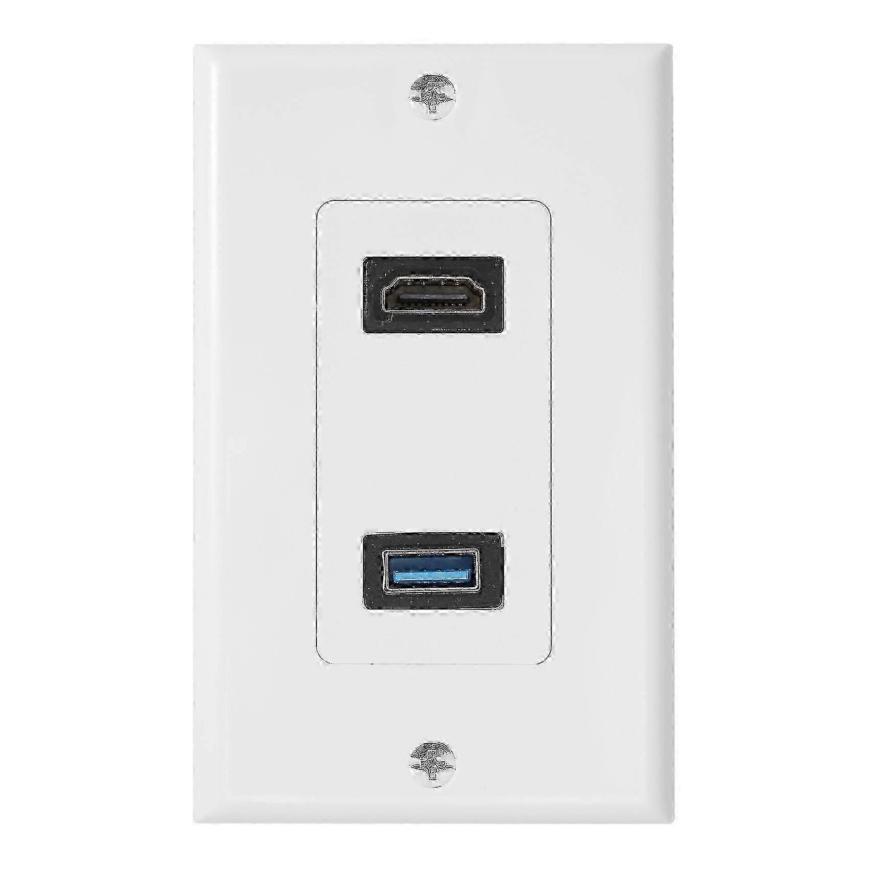 1x 2Port HDMI+USB 3.0 Female Wall Face Plate Panel Outlet Socket Extender