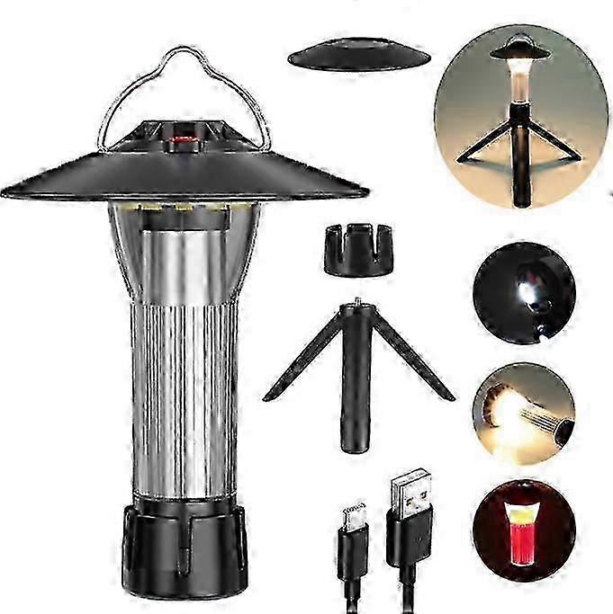 Camping Lantern Solar USB Rechargeable LED Flashlight