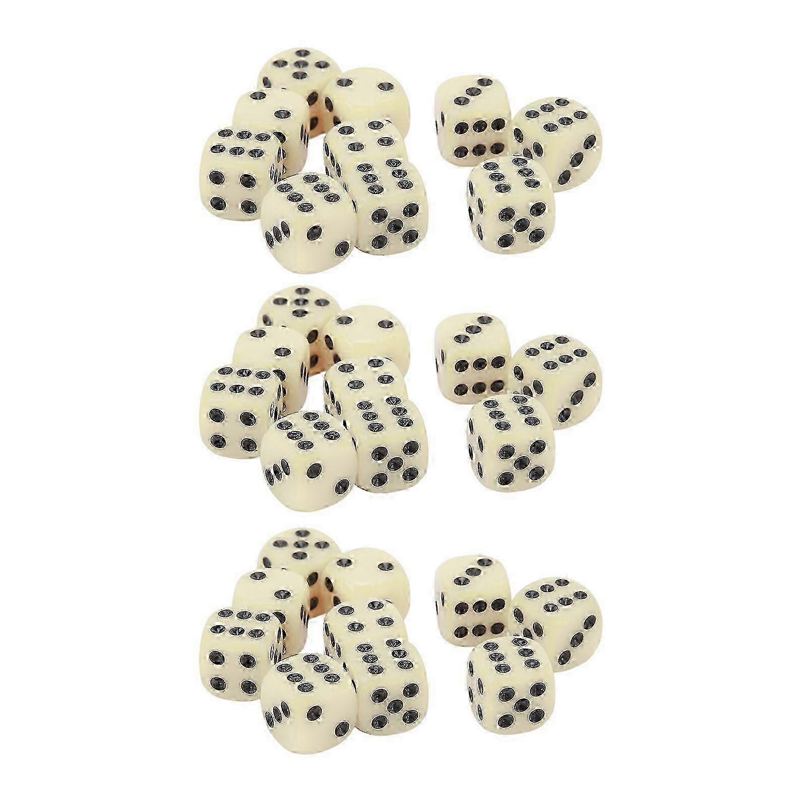 30PCS 16MM Plastic Dice Set - 6 Sided Round Corners Dice Cubes for Table Games Board Games RPGs, Beige