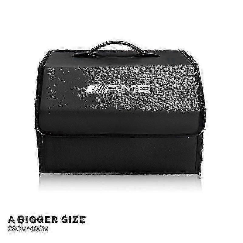 Foldable car organizer for W140 with leather storage compartments