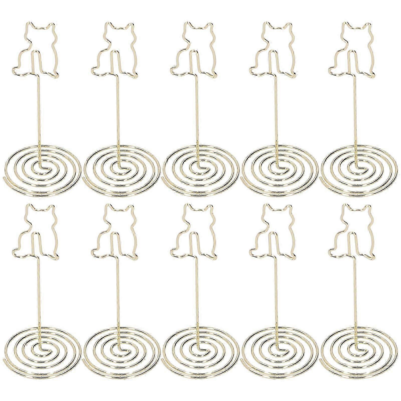 10Pcs Cat Photo Table Clip with Stand Desktop Message Notes Iron Wire Office Supplies