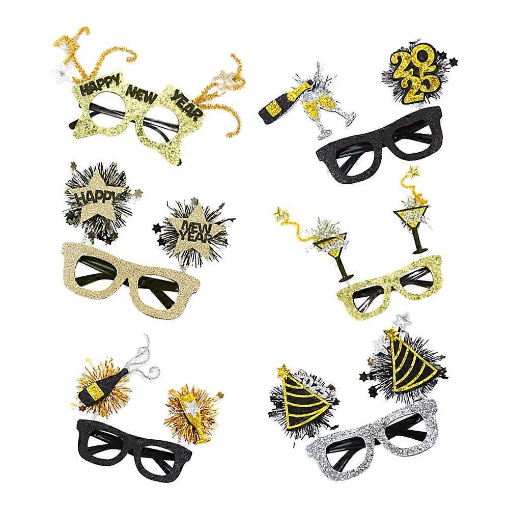 New Year Glasses Lightweight Plastic Eyewear for Celebrations 6Pcs Set