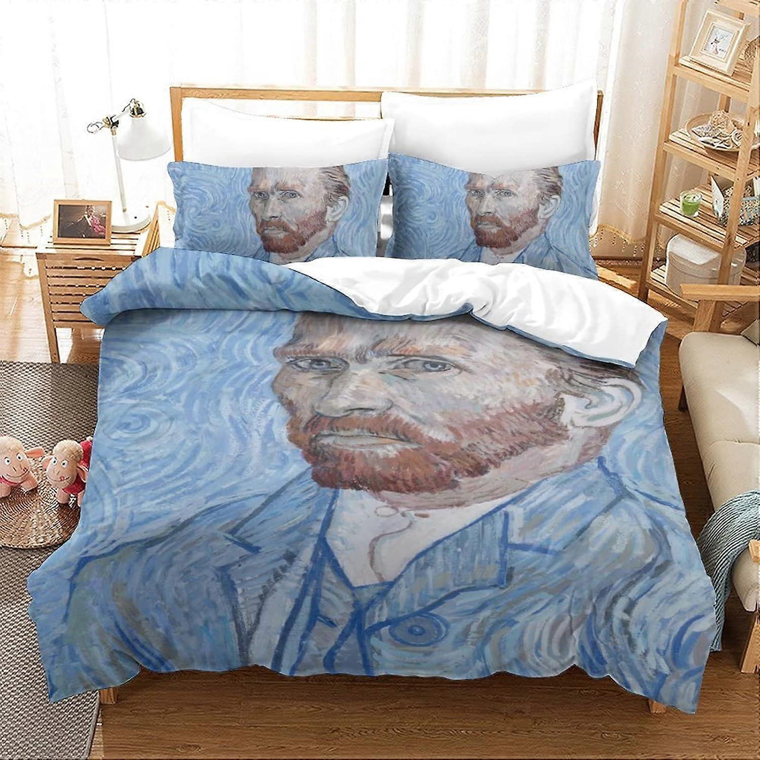 Vincent Van Gogh Capa de edredom, 3D Print Quilt Capa Arte Pintura Cama Edredom Set com fronhas Microfibra macia Easy Care Capa de colcha para meninos menina