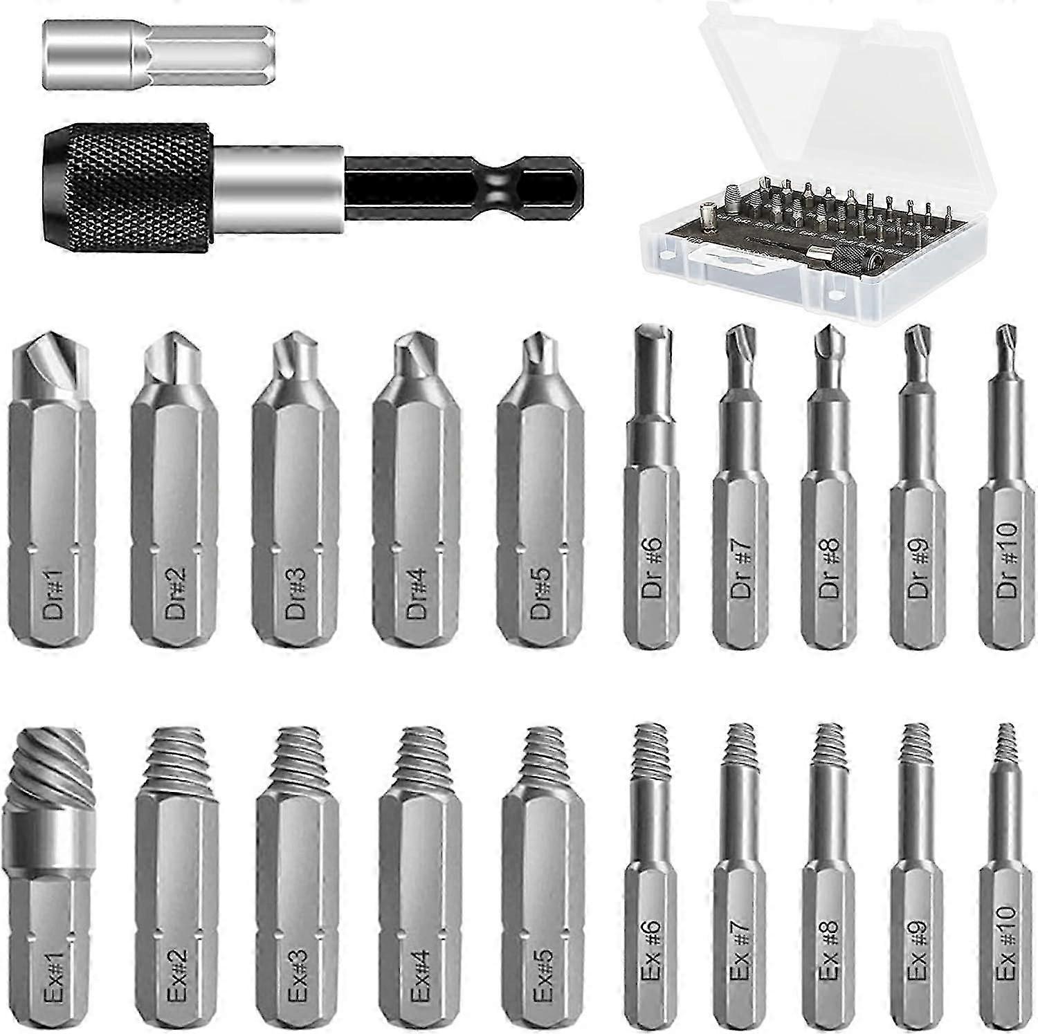 Screw Extractor Kit, [22 PCS] Stripped Screw Remover, Damaged Screw Remover and Extractor Set, Speed Out Drill Bits Set for Broken or Damaged Screw Ma
