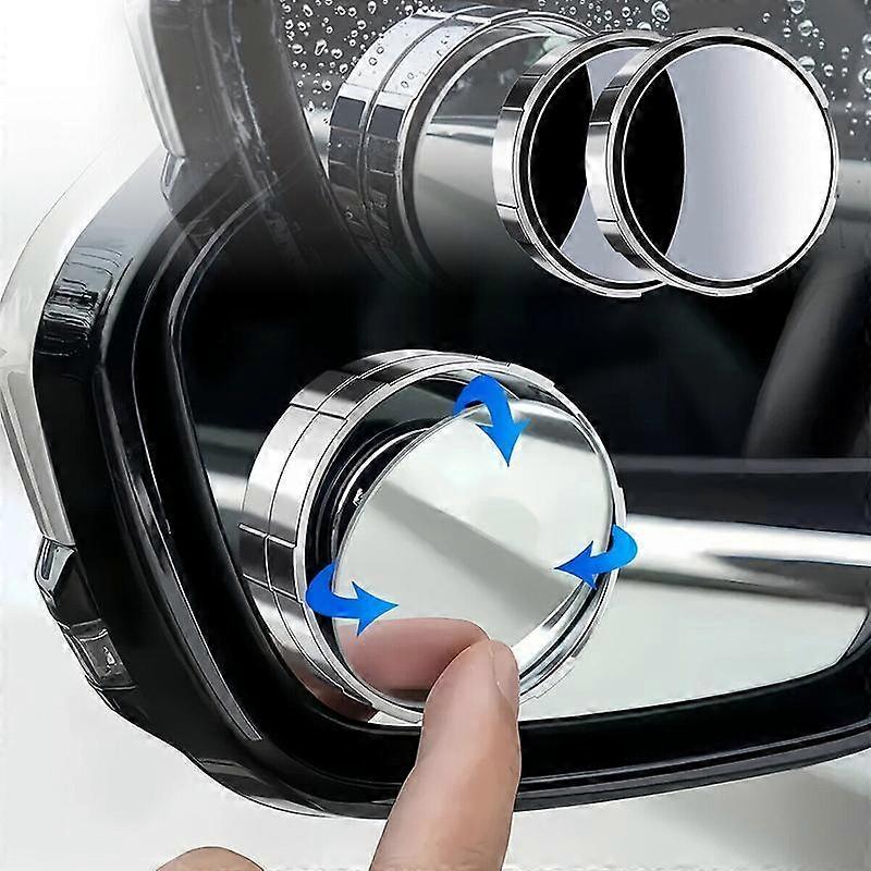 2 Pack Blind Spot Car Mirror 2 Inch Angle Adjustable HD Glass Round Convex Mirror with Frame for Enhanced Safety and Clear Visibility