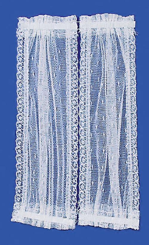 Dolls House White Double Panel Lace Door Curtains Window Accessory 1:12 Scale