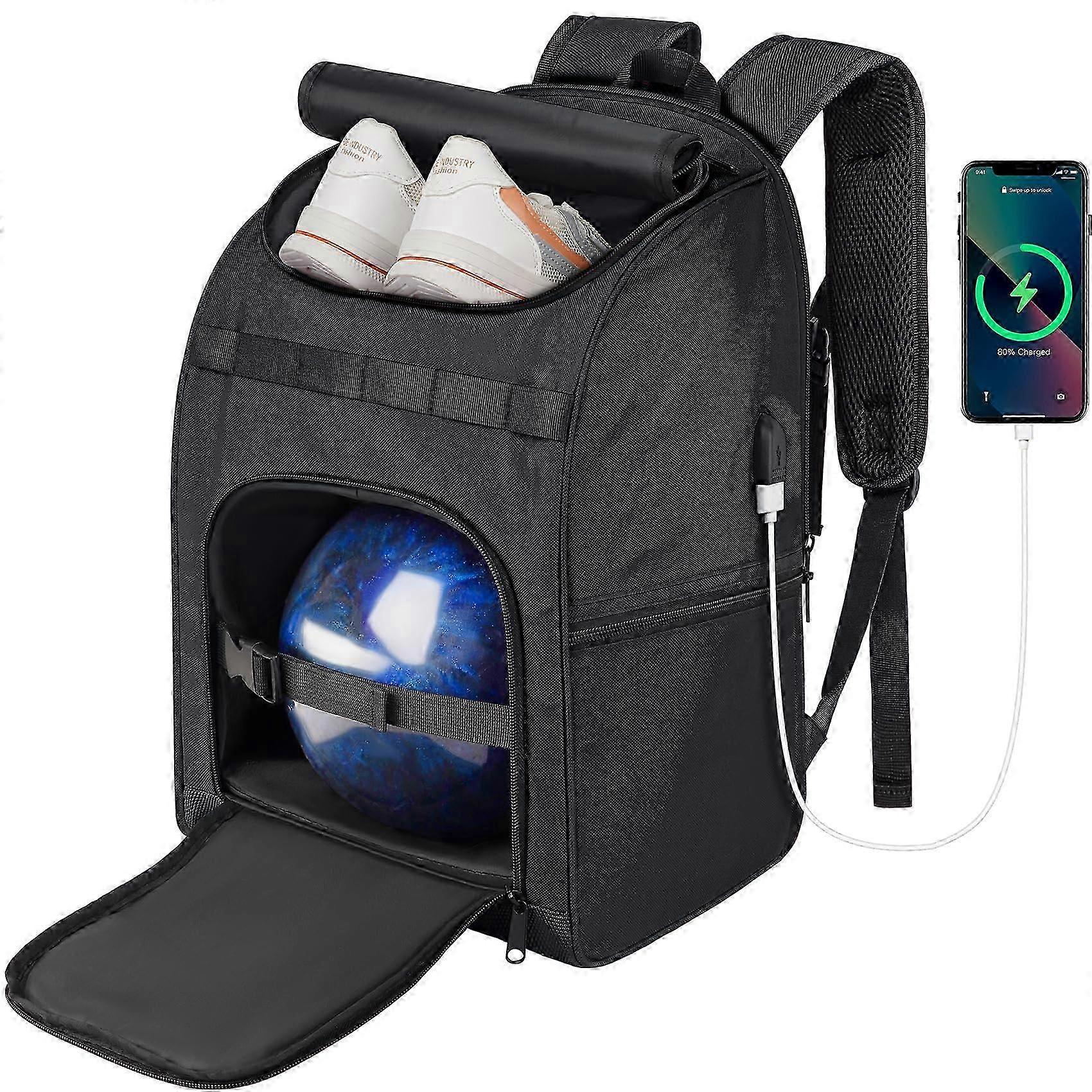 Bowling Backpack, Single Bowling Ball Bag with Shoe Compartment for Size 16 Shoes,  and Lightweight Design