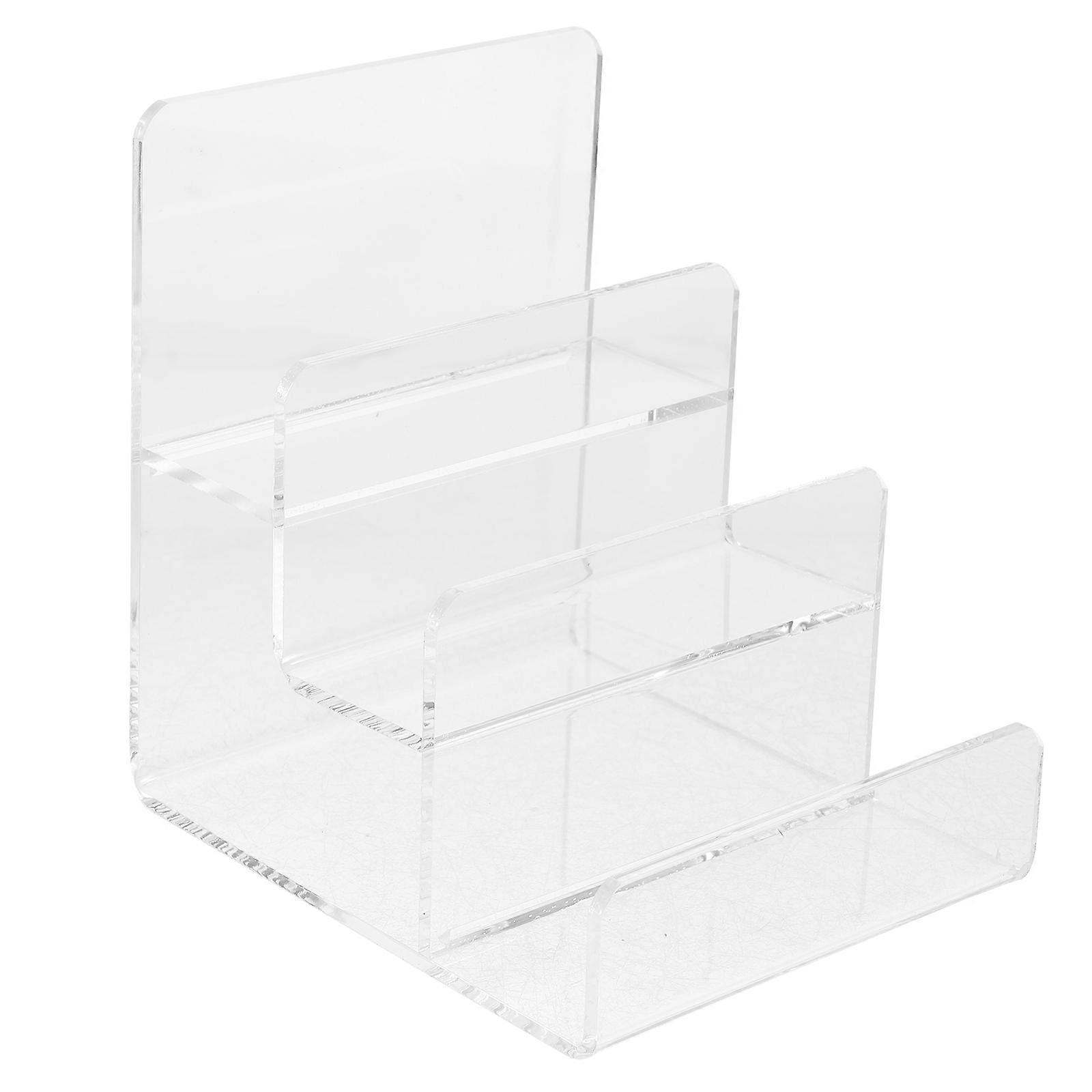 Multi Layer Acrylic Wallet Holder Rack for Desktop Use White