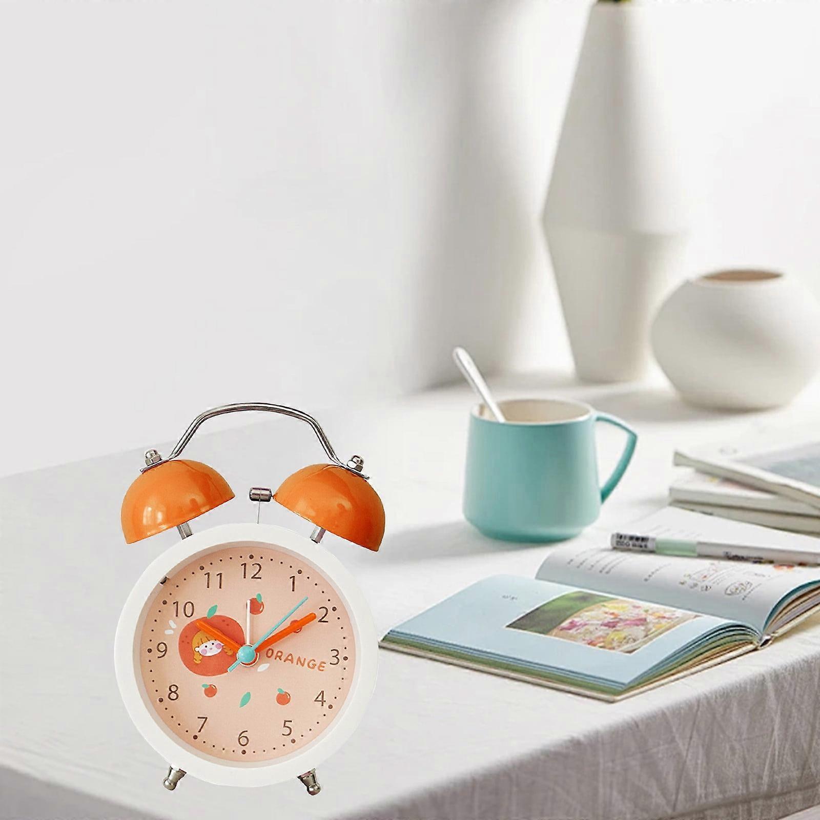 Luckky Loud Alarm Clock for Heavy Sleepers 3D Dial Battery Operated ( No Battery Include), 5" Super Silent Analog Alarm Clock for Kids(Orange)