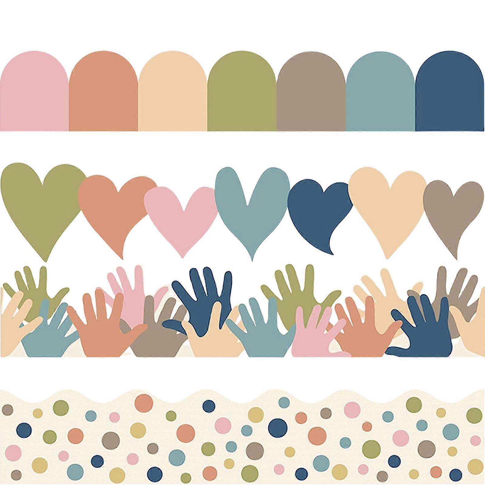 80Pcs Colorful Dot Border Trim Heart Border Trim for Notice Board Chalkboard Classroom Decoration Multicolor