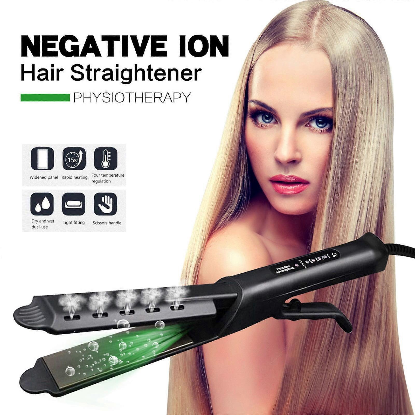 TANGNADE Ceramic Tourmaline Ionic Planner Flat Iron, Straighten Curl With Four Adjustble + black