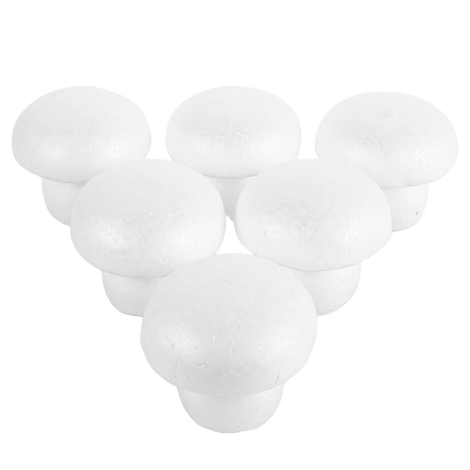 6Pcs Foam Mushroom Ornaments for DIY Projects White Foam Craft Decor