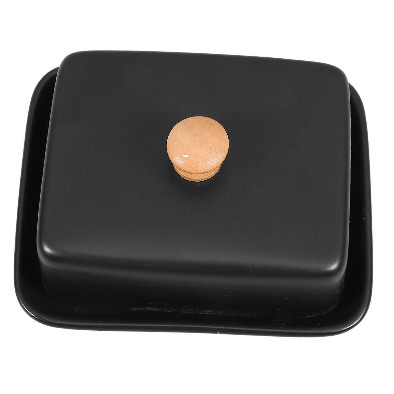 Ceramic Butter Dish with Lid Keeps Butter Fresh Rustic Farmhouse Countertop Holder for Kitchen