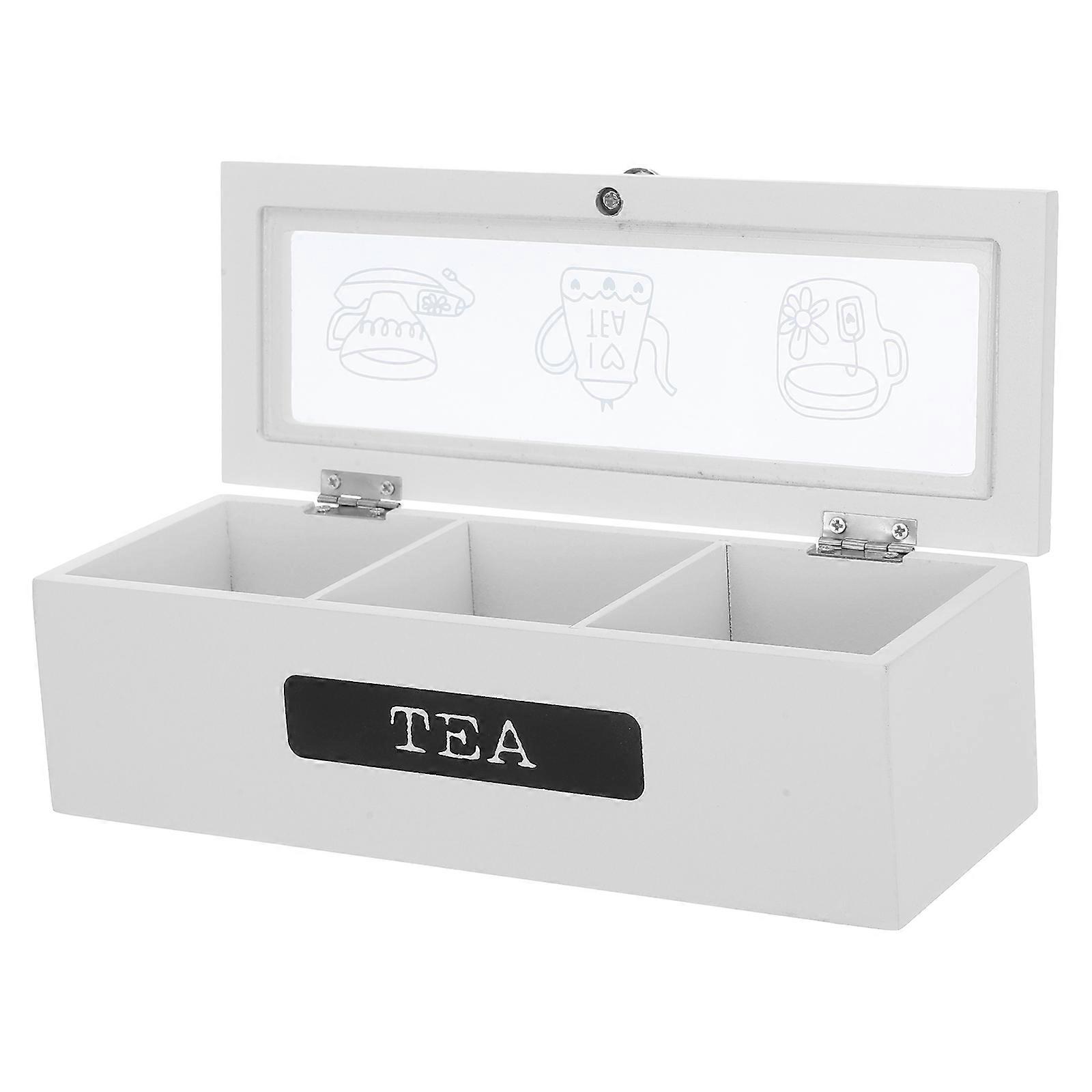 Wooden Tea Bag Organizer Box with Multiple Compartments for Storage