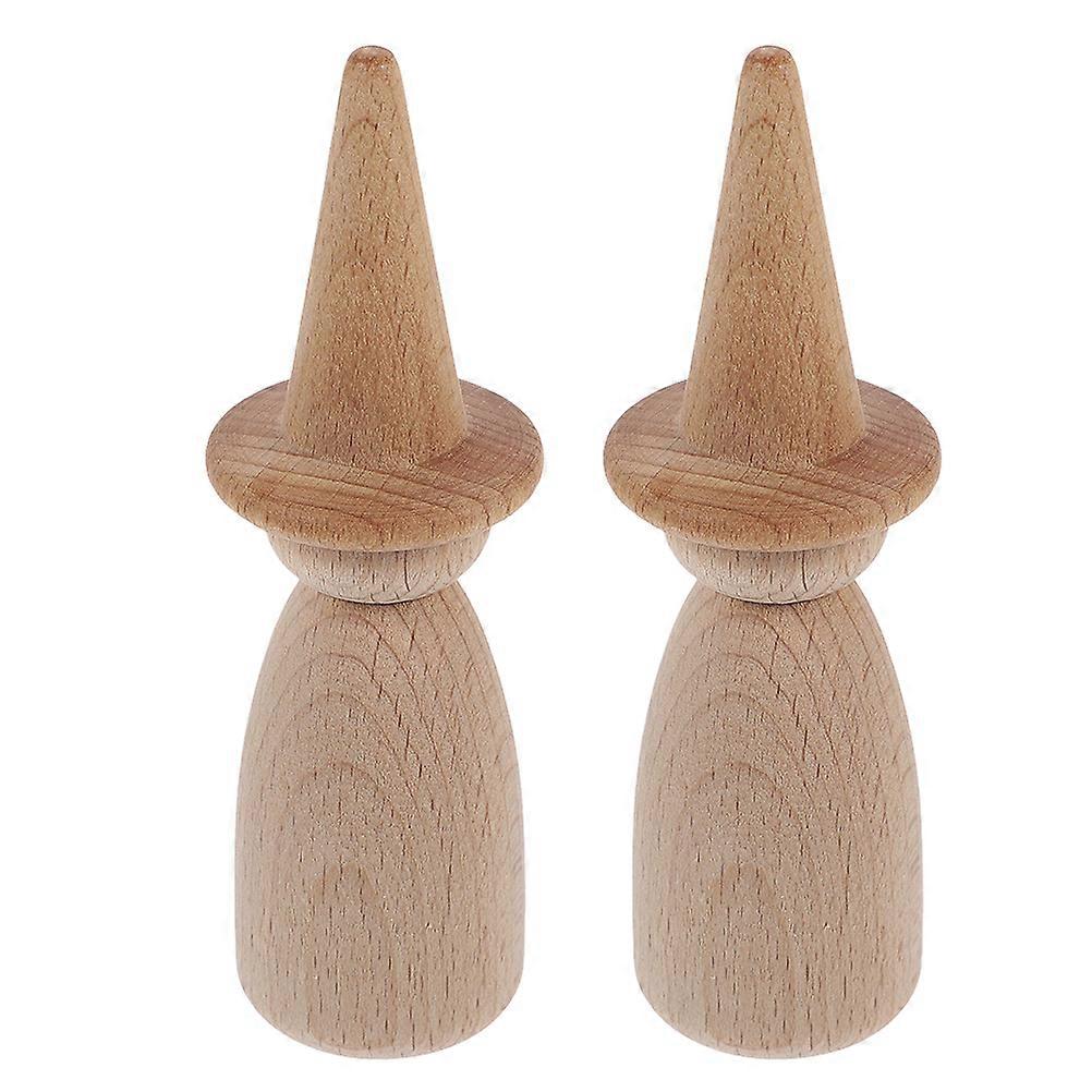 2 Sets Unfinished Peg Dolls for DIY Craft Projects Khaki Wooden Decor Promotes Artistic Expression