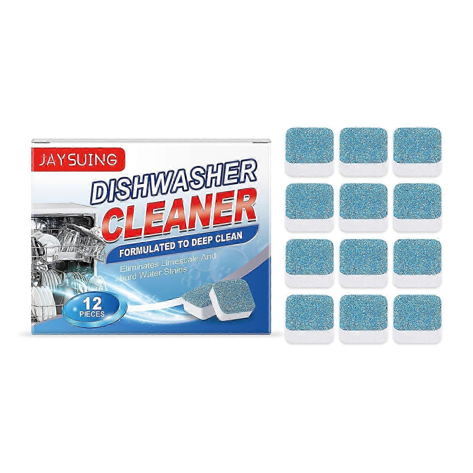 Effervescent Dishwasher Cleaner Tablets - Deep Clean, Odor-Free, Prevent Clogs (12 Pack)