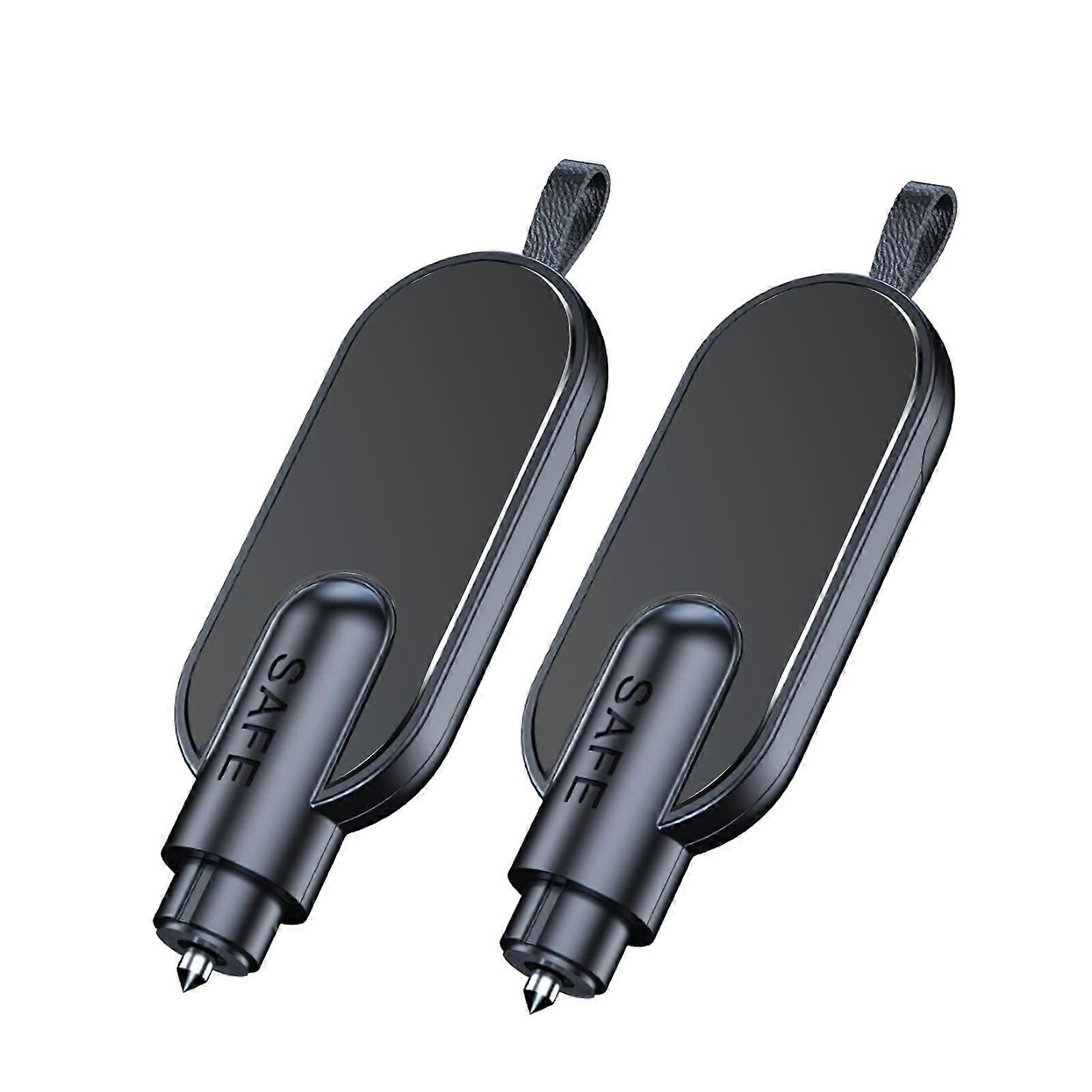 Car Emergency Escape Tool 2PCS, Spring Loaded Car Window Breaker and Seat Belt Cutter Keychain